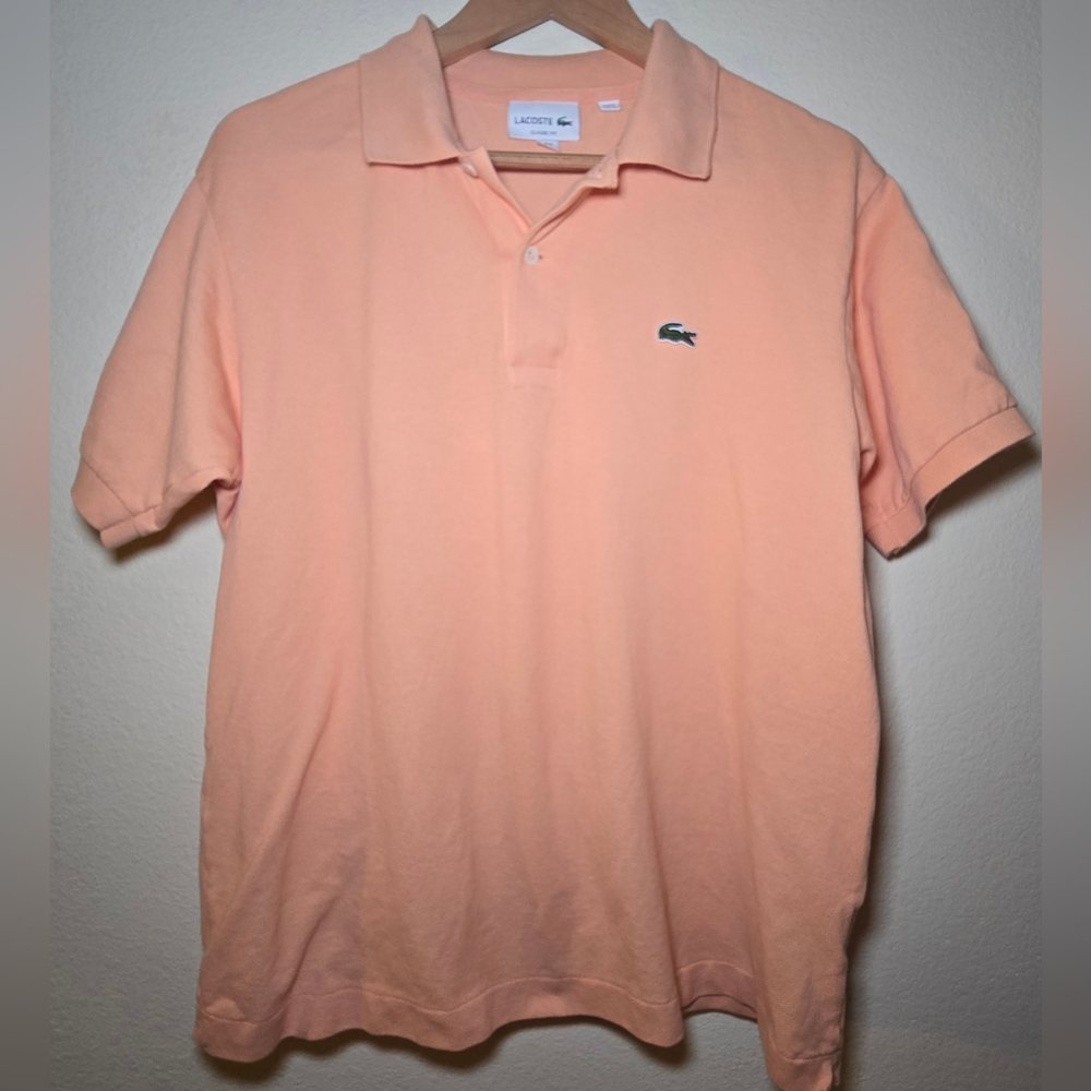 Lacoste Men's Vintage Orange Color Polo Shirt Size Large 5